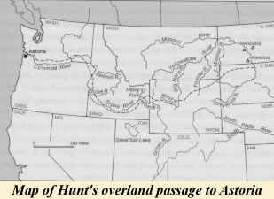 Map of Hunt's overland passage to Astoria